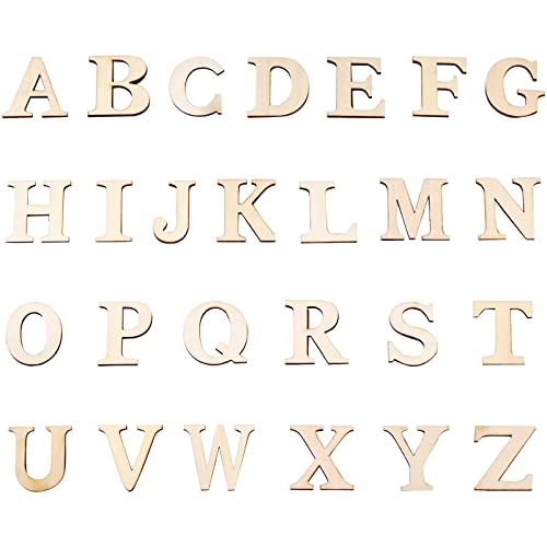 Hicarer 52 Pieces 1.8 Inch Capital Wooden Letters, Wood Alphabet Letters for Crafts, Wood Letters Sign Decoration, Unfinished Wooden Craft Letters Hicarer