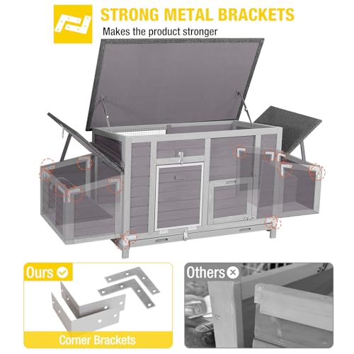 Aivituvin Chicken Coop Two Nesting Boxes Large Wooden Hen House Weatherproof Outdoor Rabbit Hutch Duck Cage Aivituvin