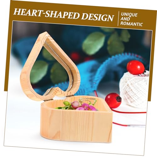 VOSAREA Box Wooden Heart Box Jewelry Cases Heart Jewelry Container Unfinished Treasure Chest Wooden Jewelry Holder Wood Heart Case Small Gift VOSAREA
