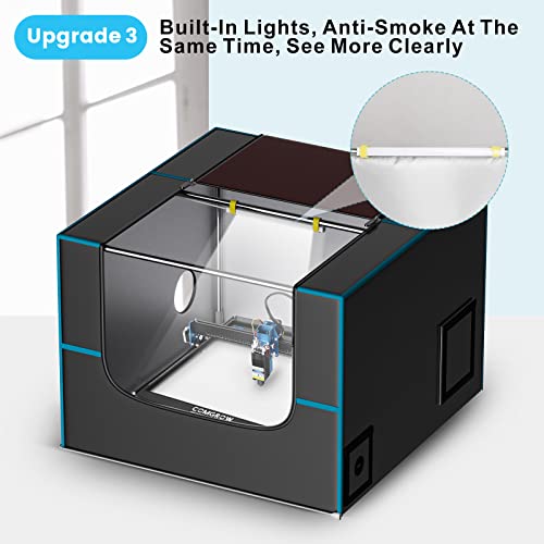 Comgrow Laser Engrave Enclosure,700 * 700 * 500mm Laser Engraving Machine Protective Cover with Cables Outlet,Fume Vent,Insulates Against Smoke and Comgrow