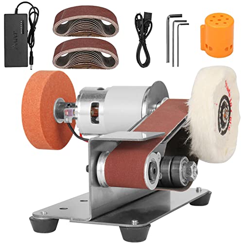 NunDunco Mini Belt Sander - 15 Degree Knife Sharpener Electric Bench Grinder Sanding Machine, 7 Adjustable Speed Table Top Polisher for DIY NuoDunco