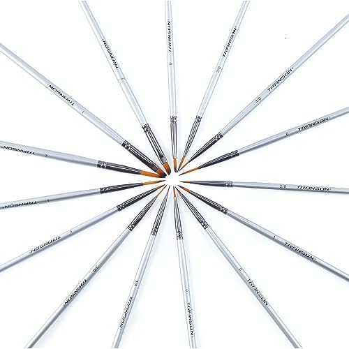 Transon Fine Detail Paint Brush Set 15pcs for Miniature Models Craft Painting Body Painting with Acrylic Gouache Watercolor Tempera and Oil Paint TRANSON