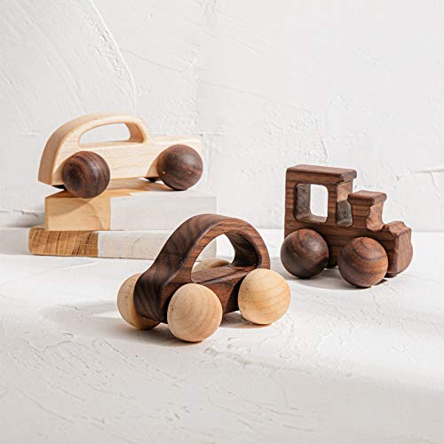 3PCS Wooden Baby Toys,Baby Grasping Toys Push Car Toys Montessori Toys Wooden Toy Vehicles,#2 - WoodArtSupply