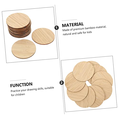 Operitacx 45 Pcs Round Bamboo Unfinished Wood Shapes Door Hanger Cutouts Tree Rounds Painting Wooden Discs Wood Circles for Crafts Wood Rounds Kids Operitacx