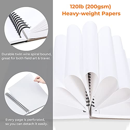 Ohuhu Mixed Media Paper Pad: 11.6"x9.6" Mix Media Sketchbooks, 120 LB/200 GSM Heavyweight Papers, 62 Sheets/124 Pages, Spiral Bound Mixed Media Art Ohuhu