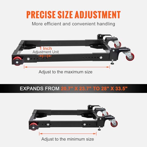 Adjustable Universal Mobile Base 1500 LBS Load-Bearing Capacity Heavy-Duty Mobile Base Rolling Mobile Base with Locking Levers, Used for Mobilizing VEVOR