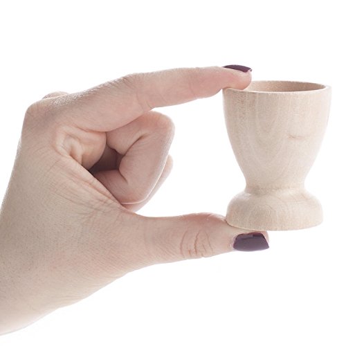 Set of 5 Unfinished Wood Egg Cup Holders and 5 Wooden Eggs by Factory Direct Craft - Natural Wood Egg Stands and Eggs for DIY Easter Decorations Factory Direct Craft