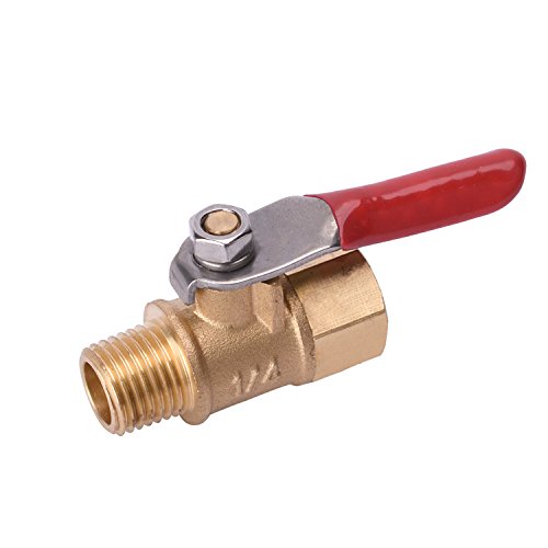 WYNNsky 1/4" Heavy Duty Air Compressor Brass Ball Valve Shut Off Switch, 1/4 Inch Male And Female NPT Thread Pipe Fitting WYNNsky