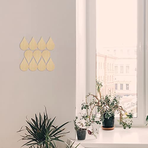 Amosfun Wooden Shape Cutouts Wood Water Drop Shape Discs Slices Wood Pieces Embellishment DIY Crafts Ornament Home Decorations Birthday Gift DIY 50mm Amosfun
