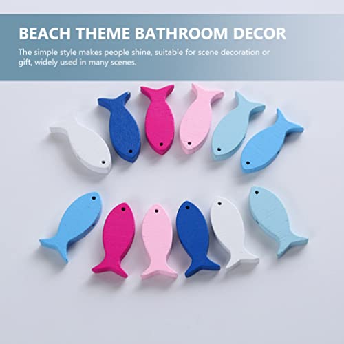 SEWACC 100pcs Fish Wood DIY Crafts Cutouts Wooden Fish Shaped Hanging Ornaments Unfinished Wood Signs Sea Animals Ornaments for Wedding Birthday SEWACC