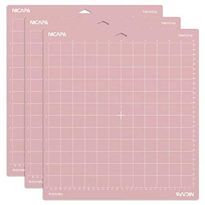 Nicapa Fabric Grip Cutting Mat for Cricut Maker 3/Maker/Explore 3/Air 2/Air/One (12x12 inch,3 Pack) Fabric Adhesive Sticky Pink Quilting Replacement