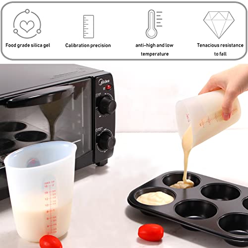 3 PCS Silicone Flexible Measuring Cups,Melting Cups for Epoxy Resin,Butter,Chocolate and More,2 Cup&1 Cup&1/2 Cup,Squeeze and Pour Silicone Measuring Alaeseje