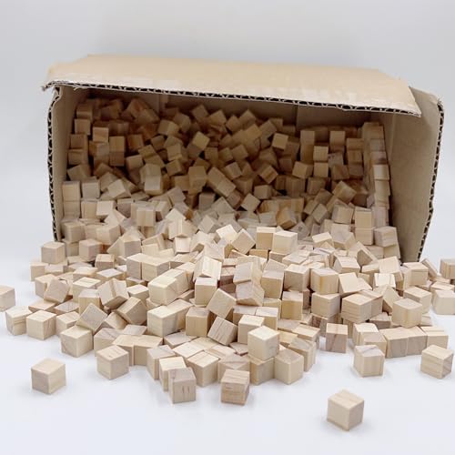 Wood Blocks for Crafts, Unfinished Wood Cubes, Natural Wooden Blocks, Wood Square Blocks, Wooden Cubes for Arts and DIY Projects, Puzzle Making (1cm SPKESE