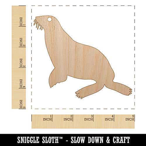 Sea Lion Solid Unfinished Craft Wood Holiday Christmas Tree DIY Pre-Drilled Ornament Sniggle Sloth