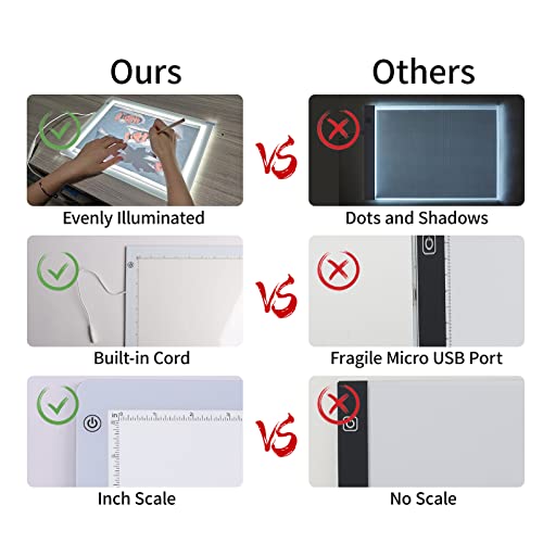 YINGWOND B4 Artist Tracing Light Box Board with Internal Cord, 14.2 * 10.6 in, 3 Levels of Brightness, Ultra-Thin 8000LUX Light Pad for Diamond YINGWOND
