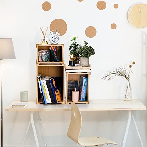 Lawei Set of 3 Bamboo Nesting Crates with Handles, Rustic Decorative Storage Container Box, Crate Box for Display, Farmhouse Bamboo Basket Bins for Lawei