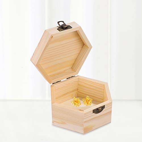 DIY Wooden Jewelry Box Handmade Craft Box Simple Jewelry Storage Container for Jewelry Storing 1Pc (Six Side Box Style) EXCEART