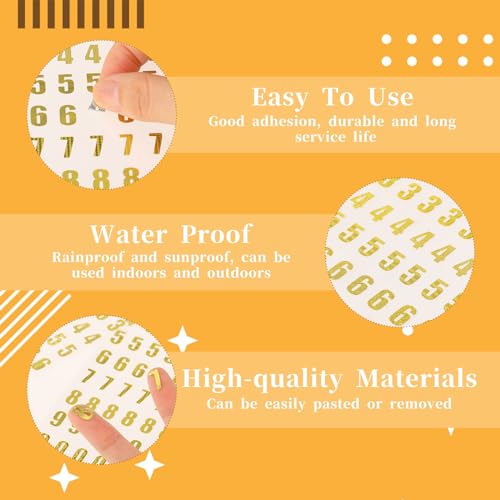 7 Sheets Mini Number Stickers for Nail Art, Self Adhesive Gold Small Glitter Alphabet Letter Sticker Set 0-9 for Epoxy Resin Casting Gift Scrapbooks Mozeat Lens
