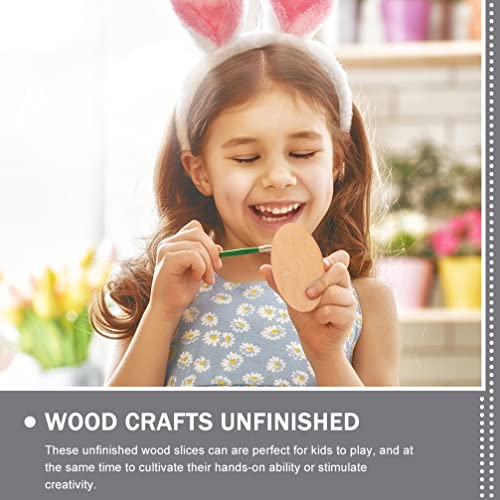 COHEALI 50pcs Wood Round Cutouts Unfinished Oval Wood Shapes Pieces Wood Discs Slices Oval Wood Embellishments for DIY Craft Wedding Christmas Decor COHEALI