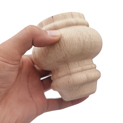 Btibpse 4'' Furniture Legs Wooden Unfinished Bun Feet for Sofa, Chair, Loveseat, Ottoman, Dresser Foot Set of 4 Btibpse