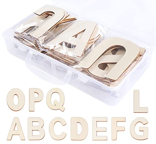 3" Wooden Letters - 78 Pcs Wood Alphabet Letters for Crafts Wood Letters Sign Decoration Unfinished Wood Letters for Letter Board/Wall ilauke