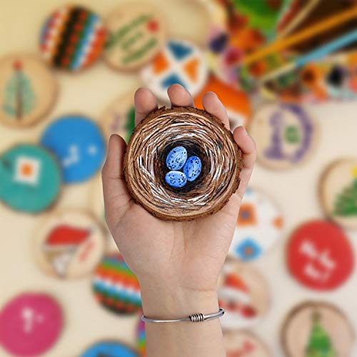 Fuyit Natural Wood Slices 30 Pcs 2.4-2.8 Inches Unfinished Wood Craft Kit Undrilled Wooden Circles Without Hole Tree Slice with Bark for Arts Fuyit