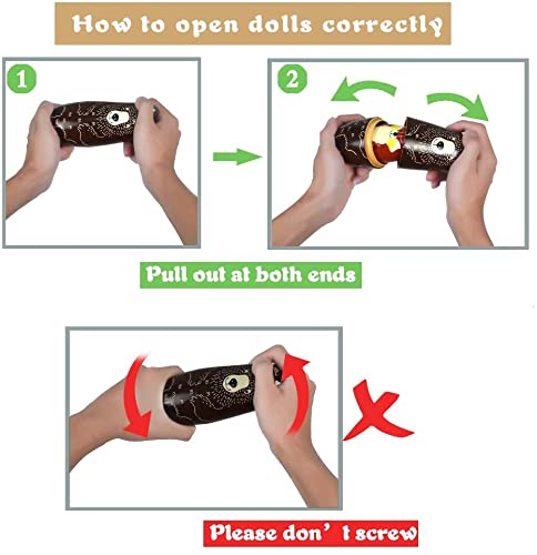 Nesting Dolls Russian Matryoshka Dolls for Kids Wood Stacking Nested Set 5 Pieces Handmade Toys for Children Christmas Birthday Decoration Halloween Zoymiu