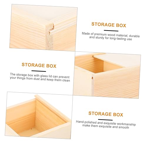 Abaodam 8 Pcs Wooden Storage Box Jewelry Container Square Containers with Lids Unfinished Ear Ring Holder Storage Bins with Lid Jewelry Storage Cases Abaodam