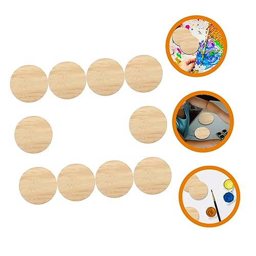 Tofficu 10pcs Round Bamboo Unfinished Circle Graffiti Bamboo Slices Unfinished Bamboo Slices Painting Materials Unfinished Round Chips DIY Graffiti Tofficu