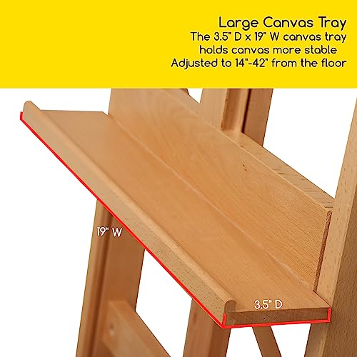 MEEDEN Art Painting Easel - Solid Beechwood H-Frame Studio Easel Stand, Artist Adjustable Floor Easel for Painting Adults, Beginner & Artists, MEEDEN