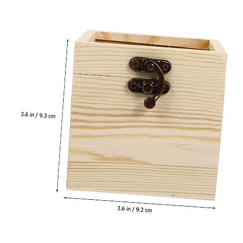 NOLITOY 4 Pcs Wooden Box with Glass Lid Glass Jewelry Keepsake Jewelry Container Candy Unfinished Wooden Chest Necklace Case Wooden Decor Wooden NOLITOY