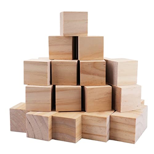 Wood Blocks for Crafts, Unfinished Wood Cubes, 1 Inch Natural Wooden Blocks, Pack of 50 Wood Square Blocks, Wooden Cubes for Arts and Crafts and DIY SIWUCHYE