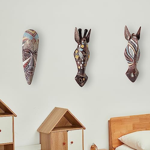 OTARTU African Mask Wall Sculpture Hand Carved African Tribal Wall Mask Art OTARTU