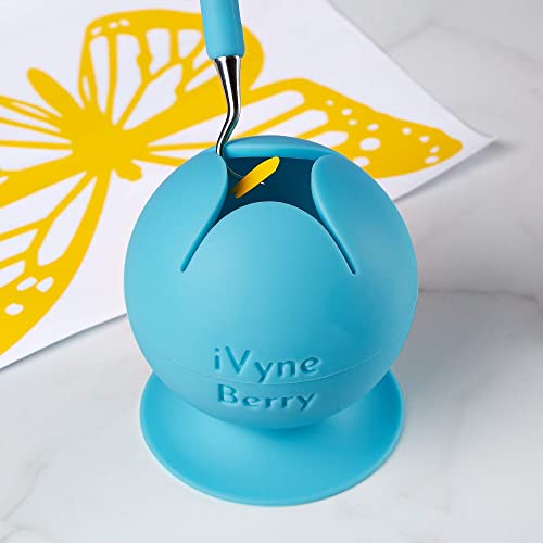 iVyne Berry Suctioned Vinyl Weeding Scrap Collector & Holder for Weeding Tools for Vinyl - Blue iVyne