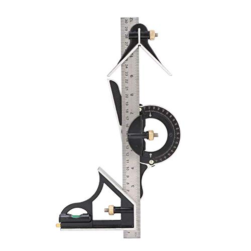 Stainless Steel T Square Ruler, Combination Square Set with Protractor, Stainless Steel Angle Ruler 0-180° Combination Tri Square 0.01 Protractor 125