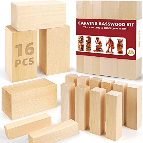 Basswood Carving Blocks, 19PCS Whittling Wood Blocks Wood Carving