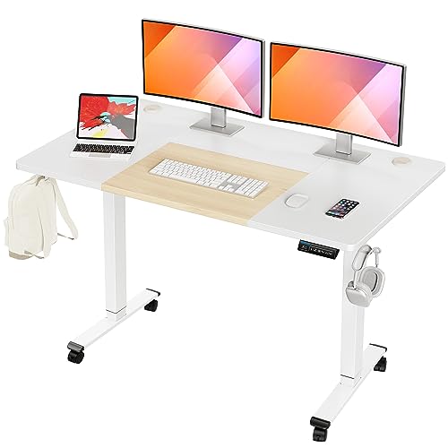 MOUNTUP 55x28 Inches Electric Height Adjustable Standing Desk, Sit Stand Desk with Memory Controller, Ergonomic Stand Up Desk for Home Office MOUNTUP