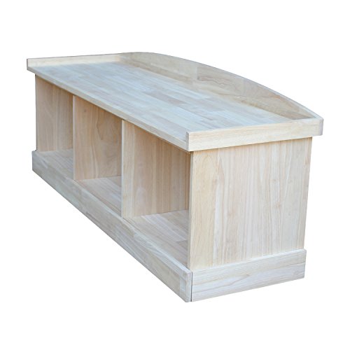 Unfinished Solid Hardwood Storage Bench with Butcher Block Surface by IC International Concepts IC International Concepts
