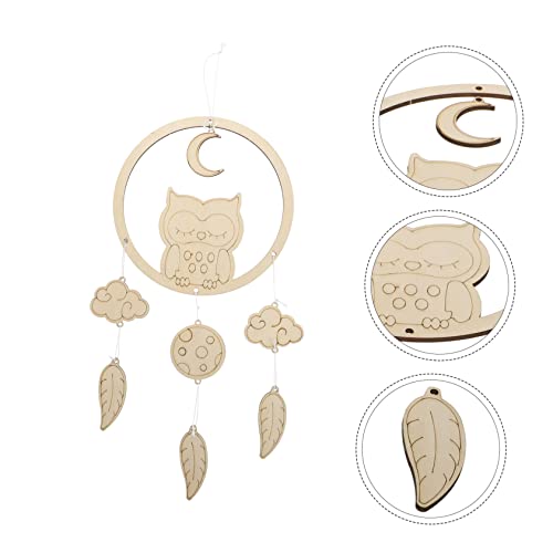DECHOUS 2 Pcs Wind Chime Ornament Baby Nursery Wood Cutout Wood Dream Catcher Dream Catcher Making Kit Baby Nursery Wood Hanging Dream Catchers DECHOUS