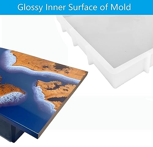 Large Rectangle Resin Table Silicone Molds 16 x 12 Inch Epoxy Resin Silicone Mold for River Coffee Table, Cutting Boards, Serving Trays, Cheese ModWgGuo
