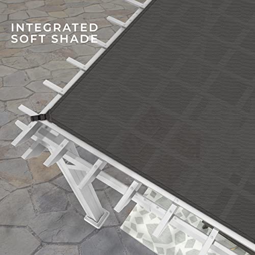 Backyard Discovery 12x10 ft Hawthorne White Galvanized Steel Pergola w/Soft Sail Shade, Spacious, Rust Resistant, UV Protection, Resist Winds Up to Backyard Discovery