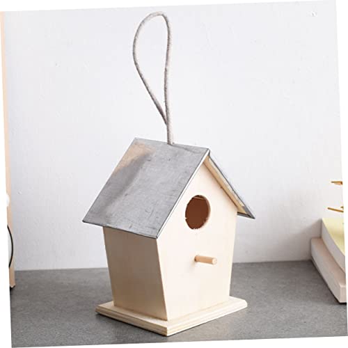 BESPORTBLE Outdoor Bird House Unfinished Wood Birdhouse Decorative Bird House Outside Bird House Bird Nest Desktop Ornament Wooden Bird House Bird BESPORTBLE