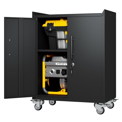 SFTORMAS 35" H Metal Storage Cabinet, with Wheels Garage Storage Cabinet, Storage Cabinet with Doors and Locks,for Home Garage Office Storage Room of SFTORMAS
