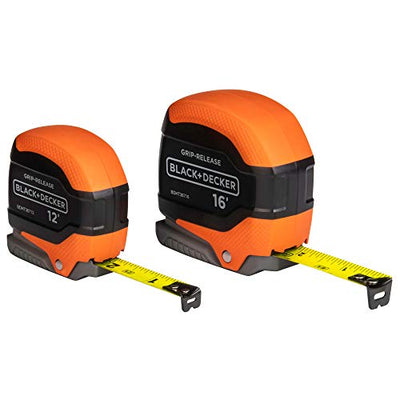 beyond by BLACK+DECKER Tape Measure Bundle, Grip Release, Self Lock, 12-Foot & 16-Foot, 2-Pack (BDHT36736AP)