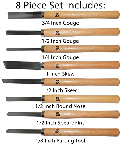 8 Piece Wood Chisel Woodworking Lathe Hand Tool Set by Science Purchase Science Purchase