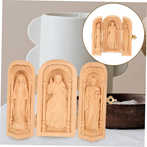 VOSAREA Religious Ornaments Household Wood Crafts Wooden VOSAREA