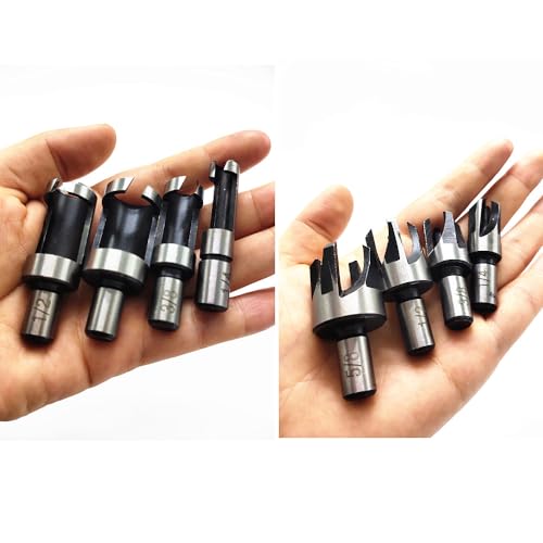 8Pcs Wood Plug Cutter Drill Bit Set, High Carbon Steel Titanium Coated Woodworking Chamfer Drill Bits Straight and Tapered Taper 6mm/ 10mm/ 13mm/ Hozzwhoo