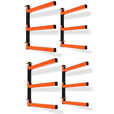Thanaddo 3-Level Lumber Storage Rack Heavy Duty Metal Wall Mount, Lumber Wood Tool Box Organizer Rack, Wall Lumber Wood Rack Workshop Rack Indoor &