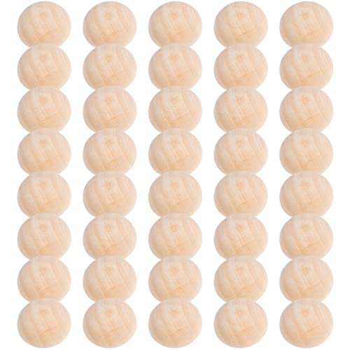 Milisten 200Pcs Half Round Wooden Beads Unfinished Wood Christmas Beads Half Beads Half Craft Balls Wood Half Balls Wooden Half Sphere Wooden Beads Milisten