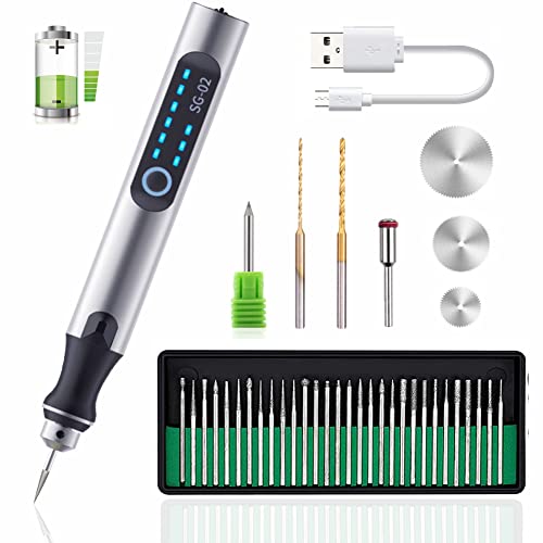 USB Rechargable Engraving Pen with 35bits,Mini Electric Engraver Etching Machines Cordless Rotary Tools Engraved Jewelry Glass Stone Metal Plastic VQVYBXN